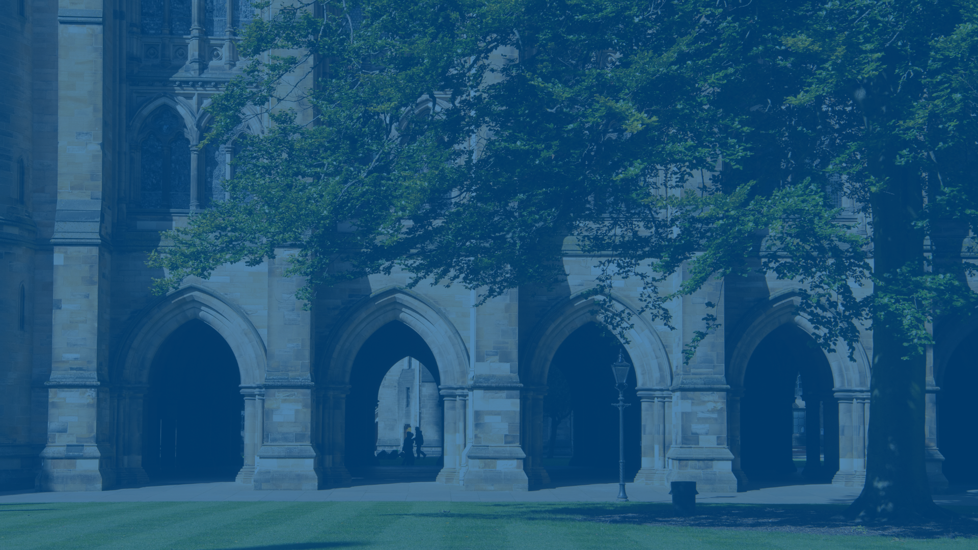 cloisters and tree on a blue background