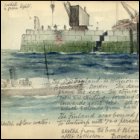 Coloured sketches of the SS Finland in collision with the South Breakwater at Dover and of the SS Madeirense.  (GUAS Ref UGC 195/1/24.  Copyright reserved.)