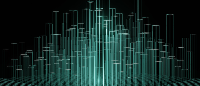 Graphic of green lines on a black background