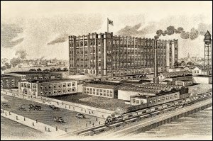 This image is of the J & P Coats’ mill in Montreal, Canada, which came into production in 1903.  (GUAS Ref: UGD 199.  Copyright reserved.)