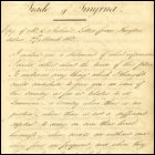 This is the first page of the volume of letters and reports on trade to Turkey via Smyrna compiled by Christopher Aubin for James Finlay in 1812.  It also contains descriptions of trade in Smyrna (now Izmir, Turkey), Balssa, and Constantinople.  (GUAS Ref: UGD 117/1 p1.  Copyright reserved.)