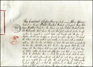 This contract, dated 1854, is evidence of Pollok, Gilmour & Co’s policy of establishing branches in North America to facilitate trade.  The contract sees the extension of the partnership between the company’s Glasgow office with its branches in Liverpool and New Orleans, to include John Pollok, a merchant in Mobile.  (GUAS Ref: UGD 36/1/8. Copyright reserved.) 