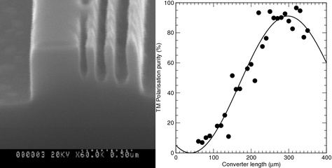 RIE lag Asymmetric Waveguide and measured polarisation mode conversion