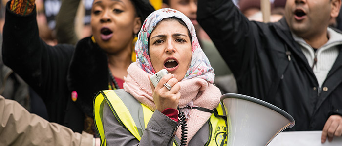 Protestor at demonstration