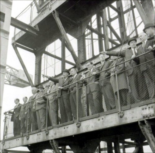 Cunard officials visiting the yard.