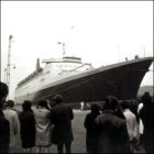 People gathered to see the new ship when it docks in Greenock.