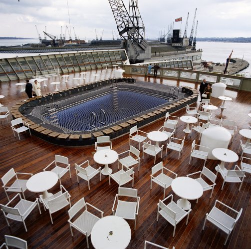 One of the ship's two outdoor swimming doors.