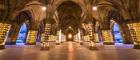 Image of the UofG cloisters with lights