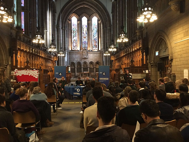 Veteran broadcaster Melvyn Bragg hosts BBC Radio 4's In Our Time at UofG's Memorial Chapel 