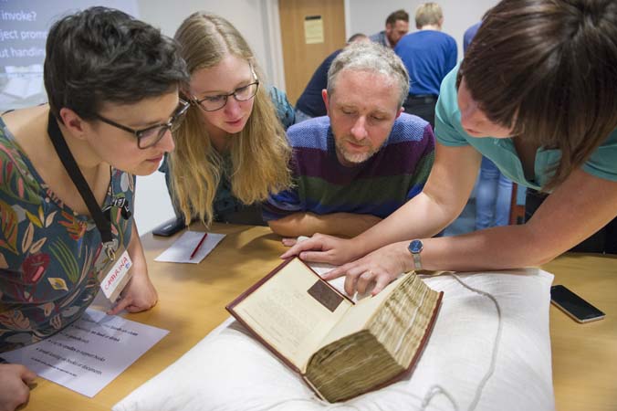 Delegates at the UNIVERSEUM conference, Object Journeys study day, Archives and Special Collections, 12 June 2018.
