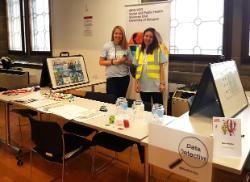 Photo of Gillian Bell and Anna Pearce, SPHSU, attending Science Sunday, June 2018