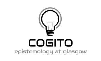 logo: drawing of a lightbulb above capital letters reading cogito, with headline epistemology at glasgow