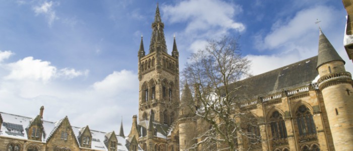 Gilbert Scott building in snow