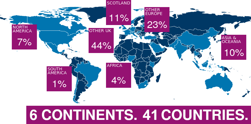 Map of student home countries