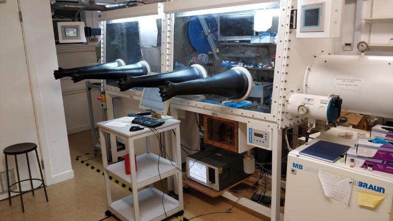 Photo of Skabara group glovebox lab