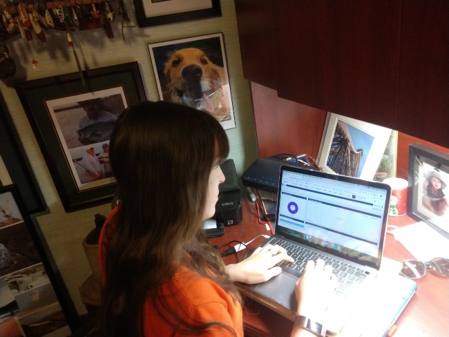 Katie Schmierbach, a student volunteer on the exam helpdesk