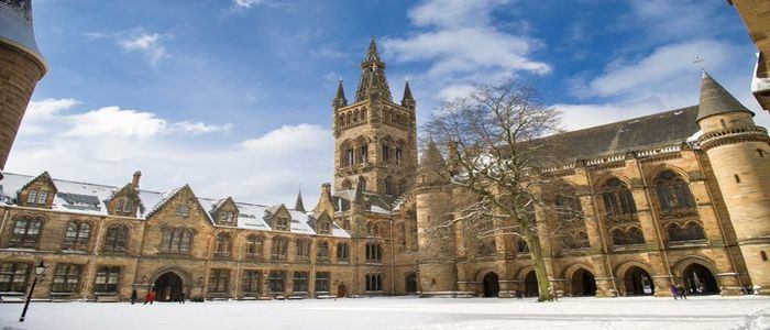 University building in snow