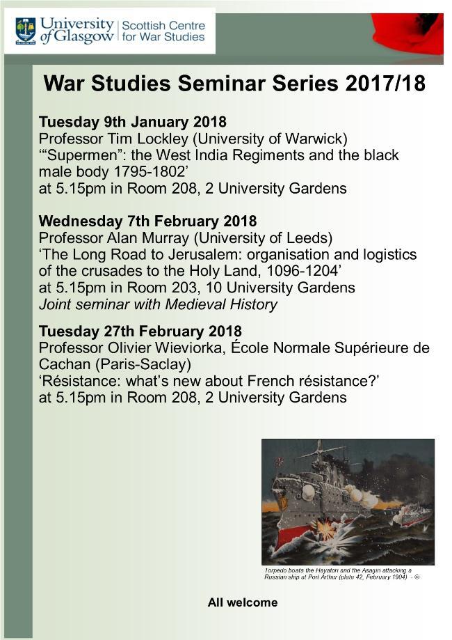 War studies seminars 2017-18 semester 2