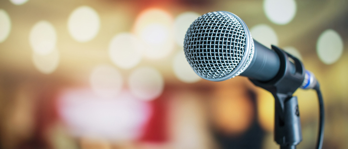 Photo of microphone with blurred background 