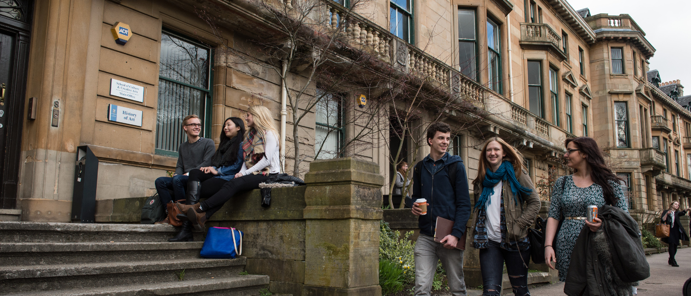 Students walking through campus