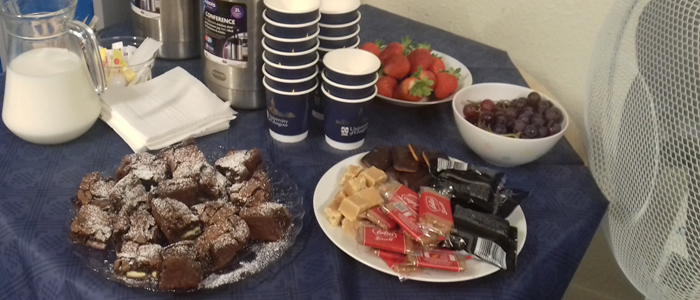 Photo of refreshments at new colleague coffee morning