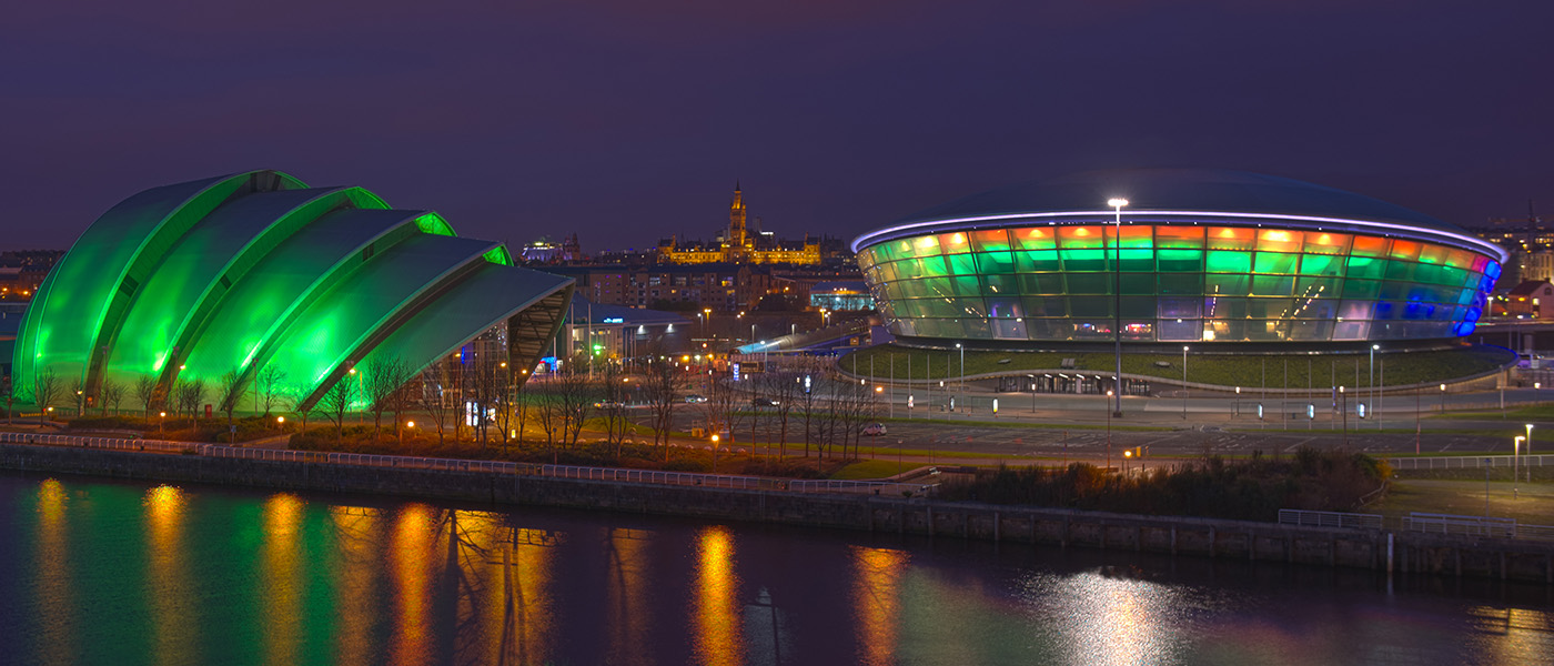 Armadillo, UofG & Hydro at night