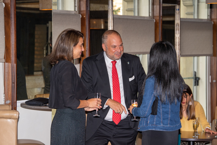 Guests talking at the 2022 MBA reunion dinner