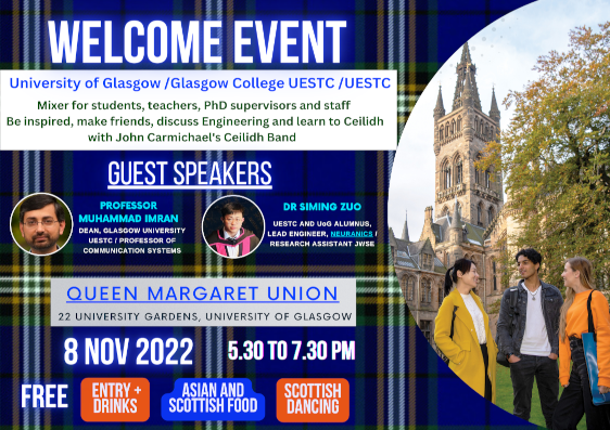 Welcome Event poster - UoG tartan