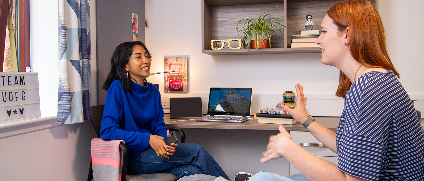 two female students in student accommodation