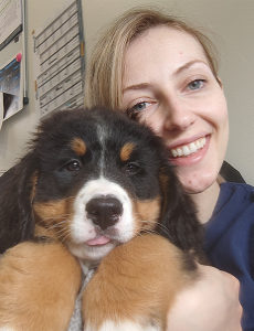 Image of Ermioni Kyriakopoulou holding a dog